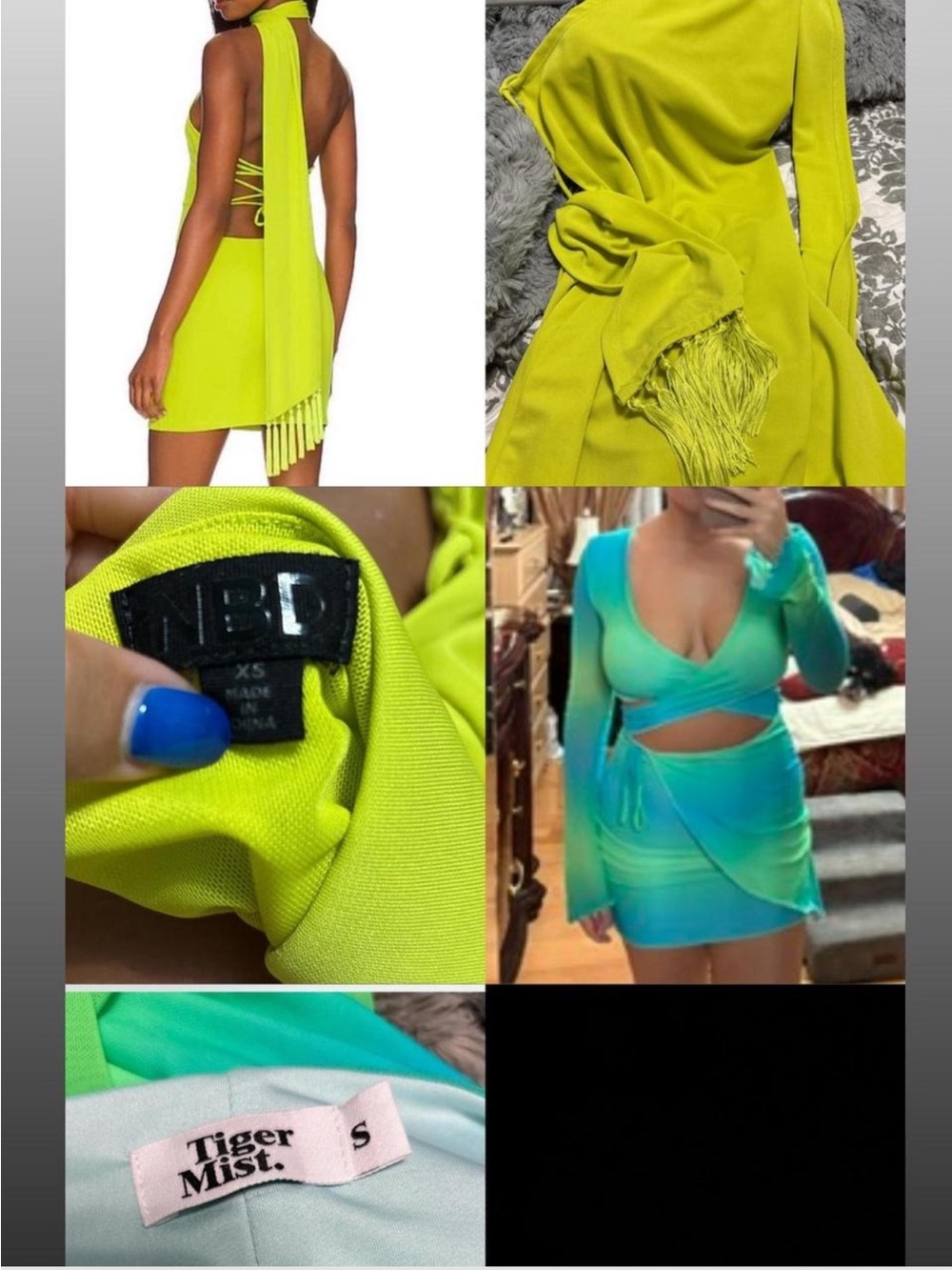*BUNDLE* two mini neon dresses (NBD & tiger mist)